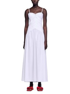 SANDRO x Louise Bourgeois Blanche Draped Bustier Maxi Dress
